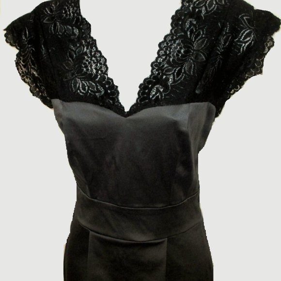 Modcloth Purchase Brand MY STORY Grey Satin/Black Lace Medium - Picture 2 of 4